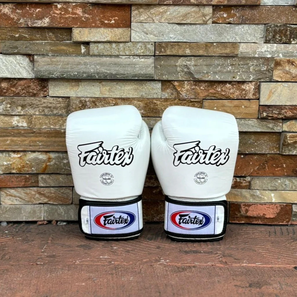 FAIRTEX GLOVES BGV1 HOOK AND LOOP LEATHER WHITE - Image 2
