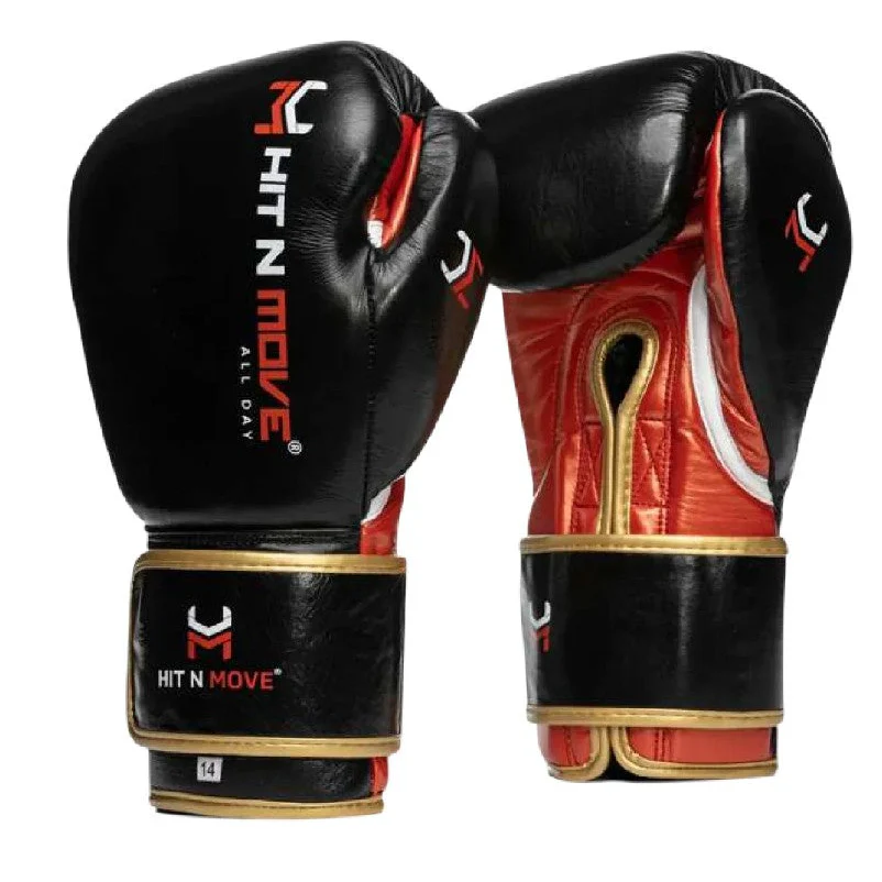 HIT N MOVE GLOVES PRO AGILITY HOOK & LOOP BLACK /RED