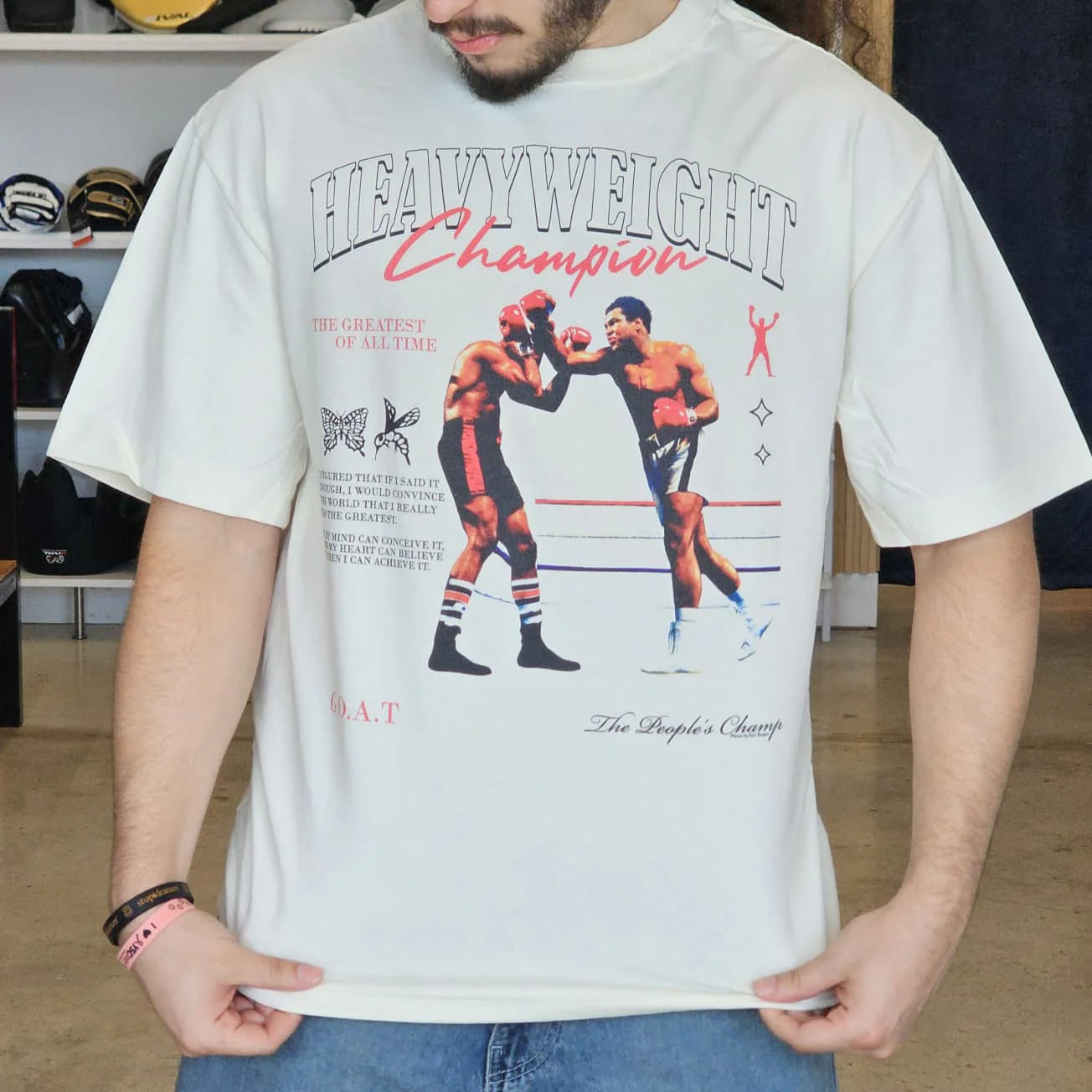 MUHAMMAD ALI SHIRT OVERSIZED THE PEOPLE'S CHAMP OFFWHITE/RED - Image 2