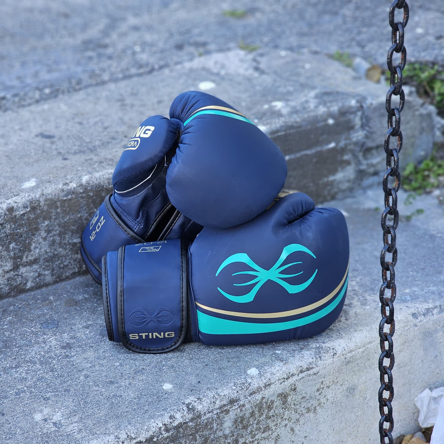 STING BOXING GLOVES AURORA HOOK & LOOP NAVY GOLD - Image 2