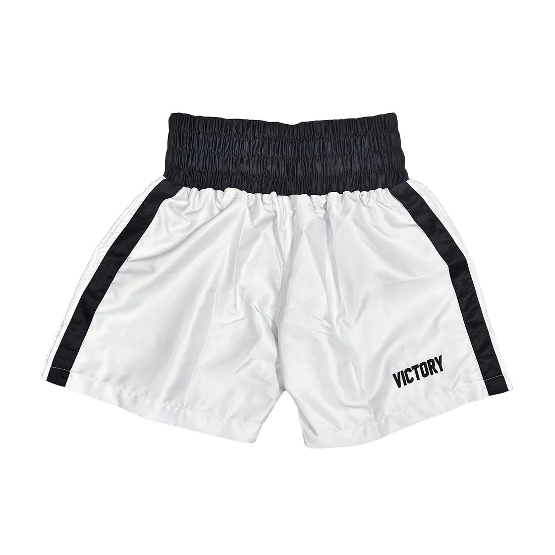 VICTORY BOXING SHORTS VICE SERIES SHORTER HYBRID CUT WHITE/BLACK - Image 2
