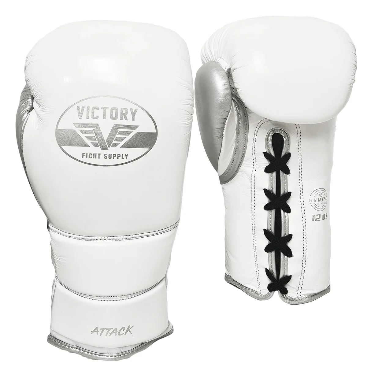 VICTORY GLOVES ATTACK LEATHER LACE WHITE/SILVER