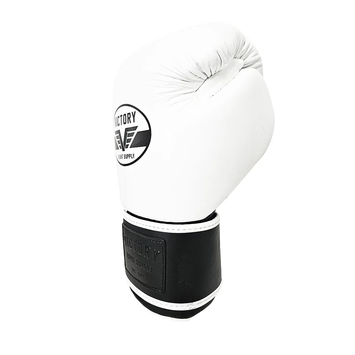 VICTORY GLOVES MUAY THAI LEATHER WHITE/BLACK - Image 3