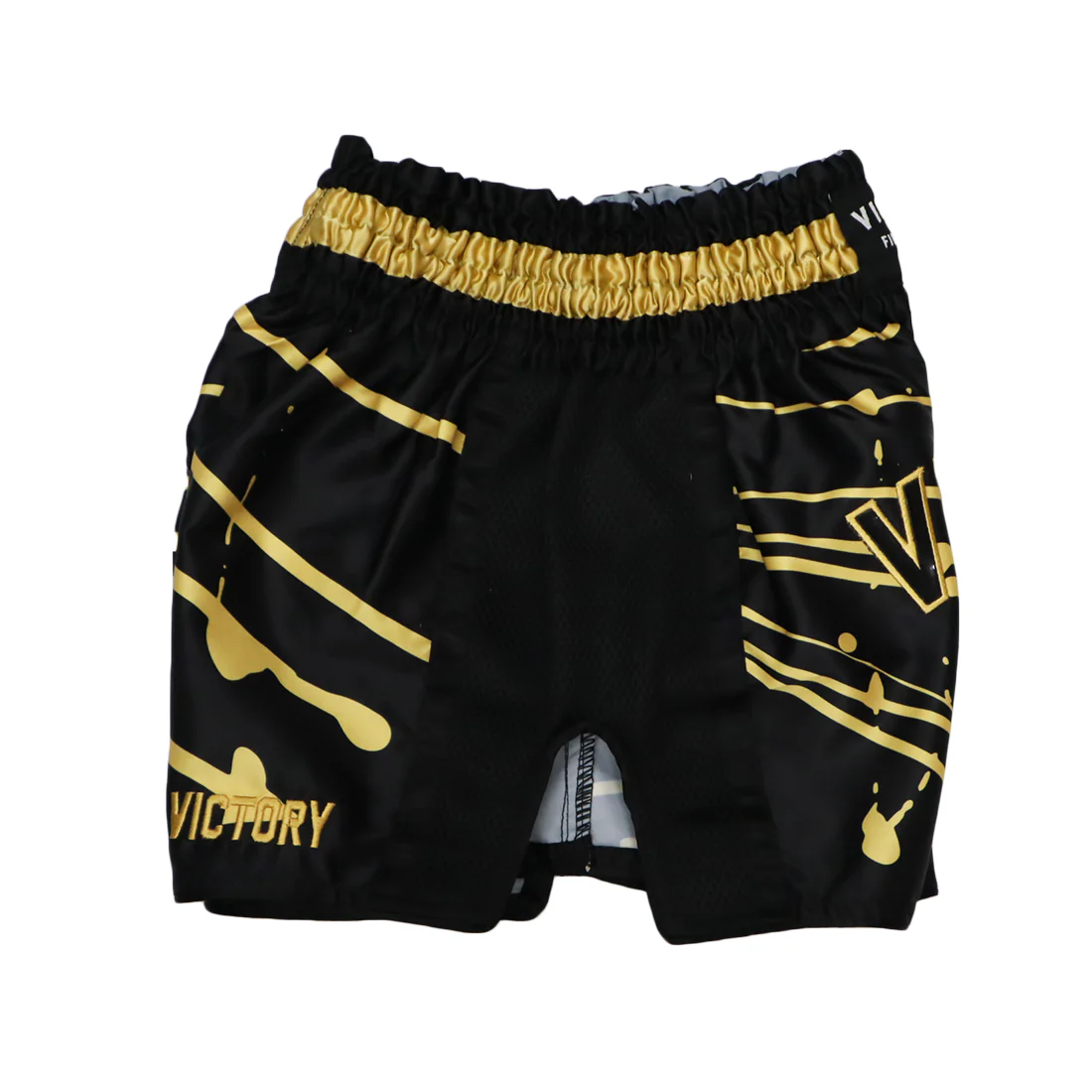 VICTORY MUAY THAI SHORTS SPLASH BLACK/GOLD - Image 3