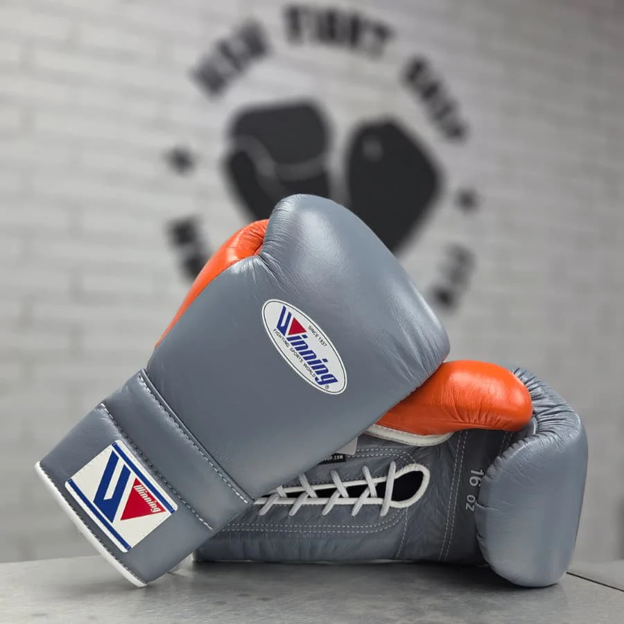 WINNING GLOVES CUSTOM LACE GREY/ORANGE 16OZ - Image 2