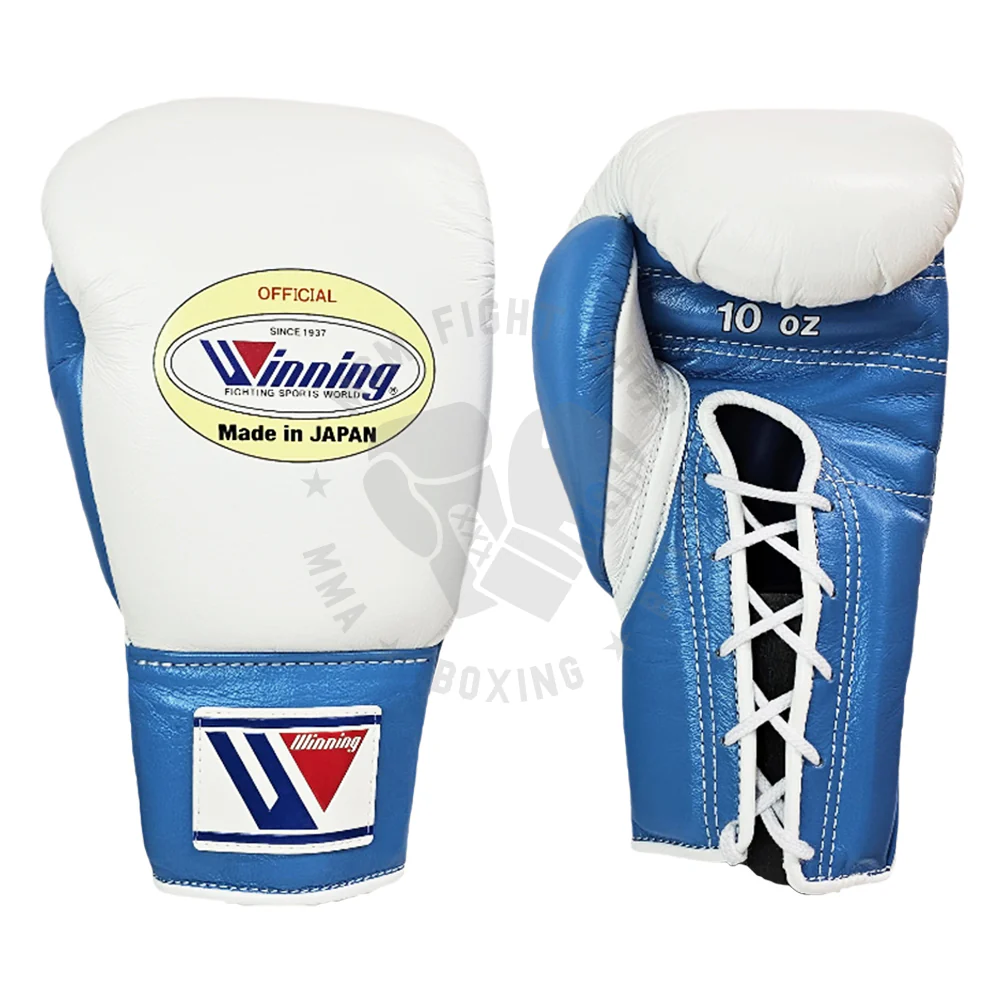 WINNING GLOVES PRO FIGHT CUSTOM LACE UP WHITE/ SKY BLUE